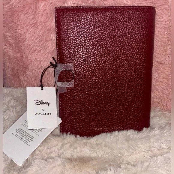 NEW Coach x Disney Minnie Mouse Wine Multi Regenerative Leather Notebook Journal